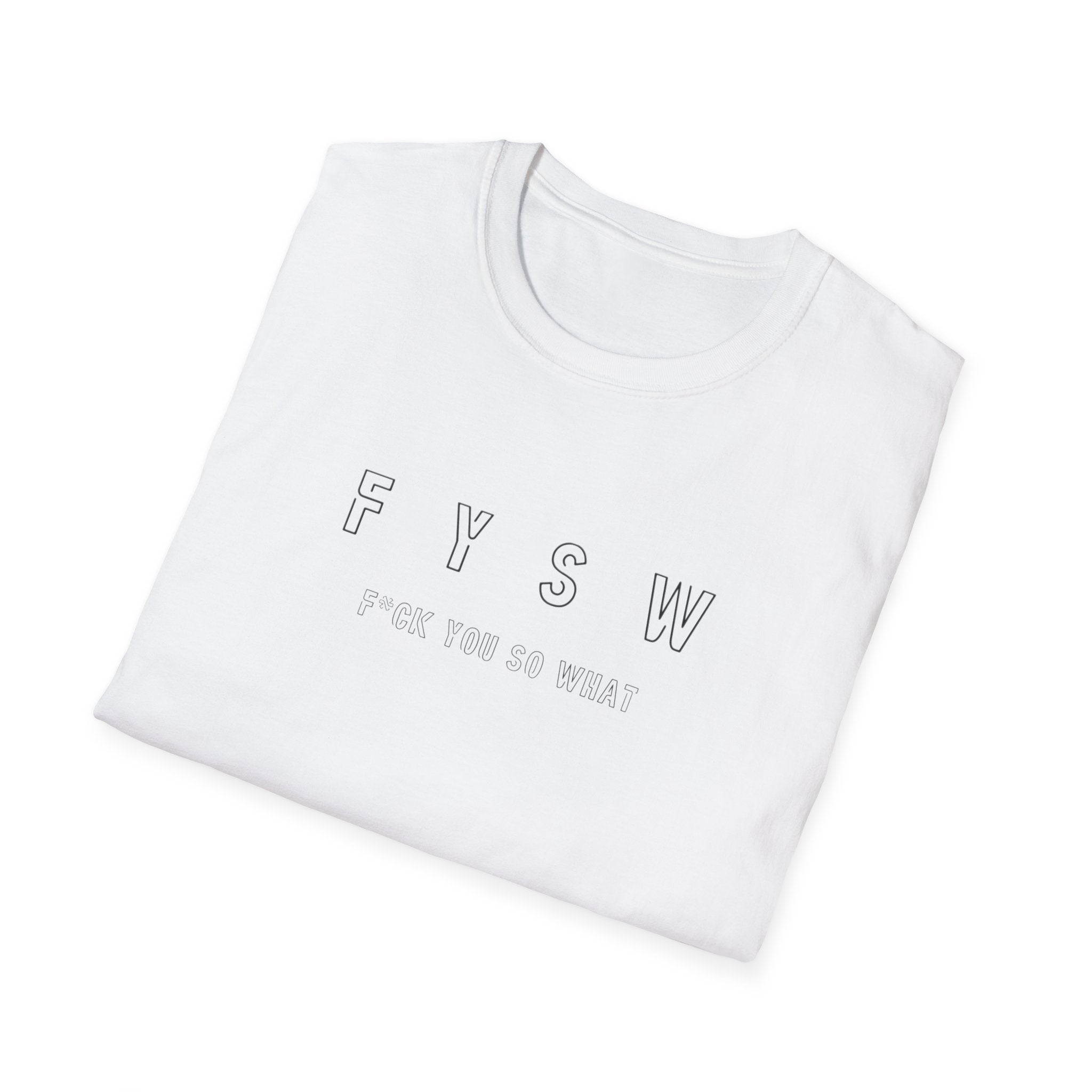 FYSW Outline Logo T-Shirt | Minimal Typography, White Crew Tee