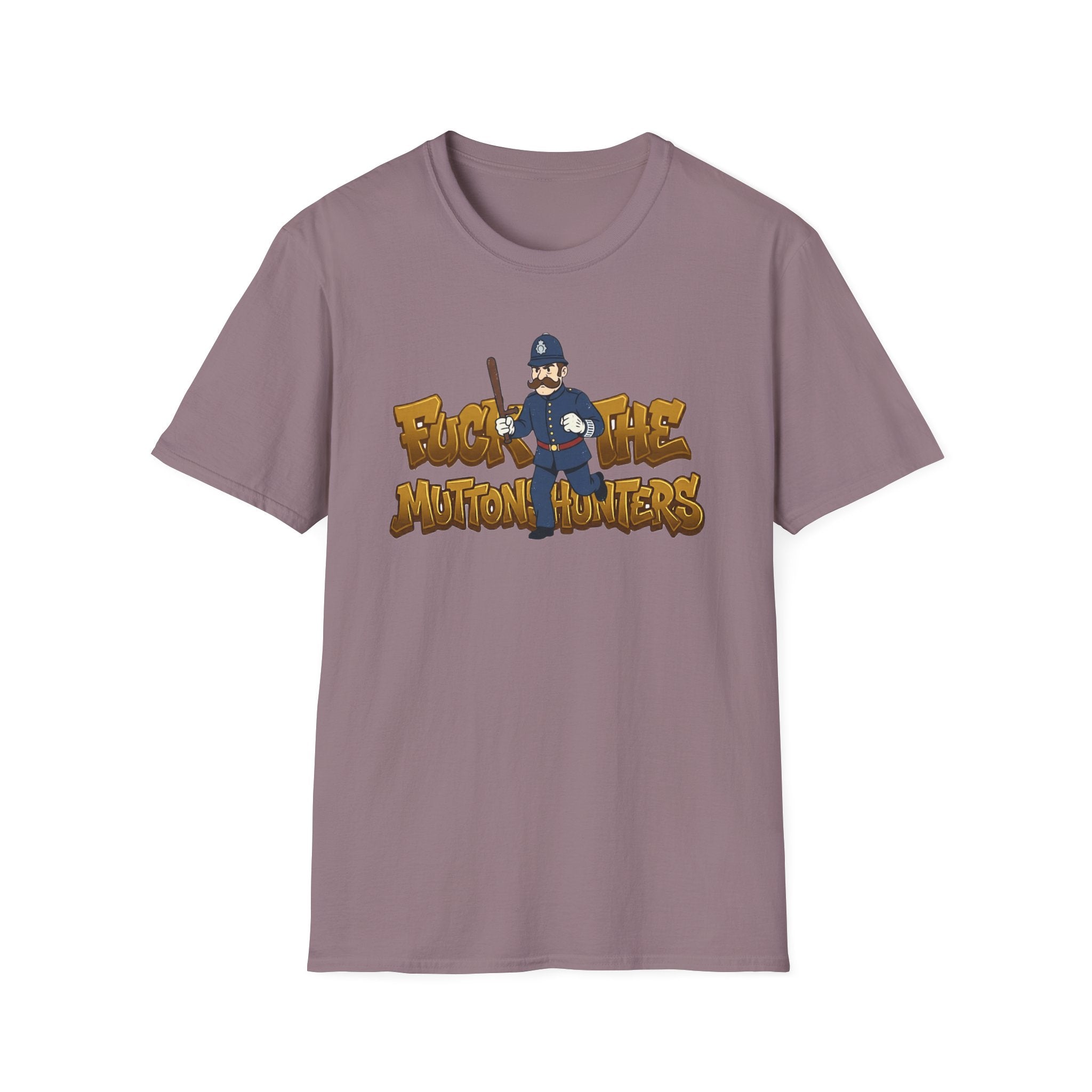 Muttonshunters T-Shirt | Cartoon Cop Character, Gaming Logo Tee