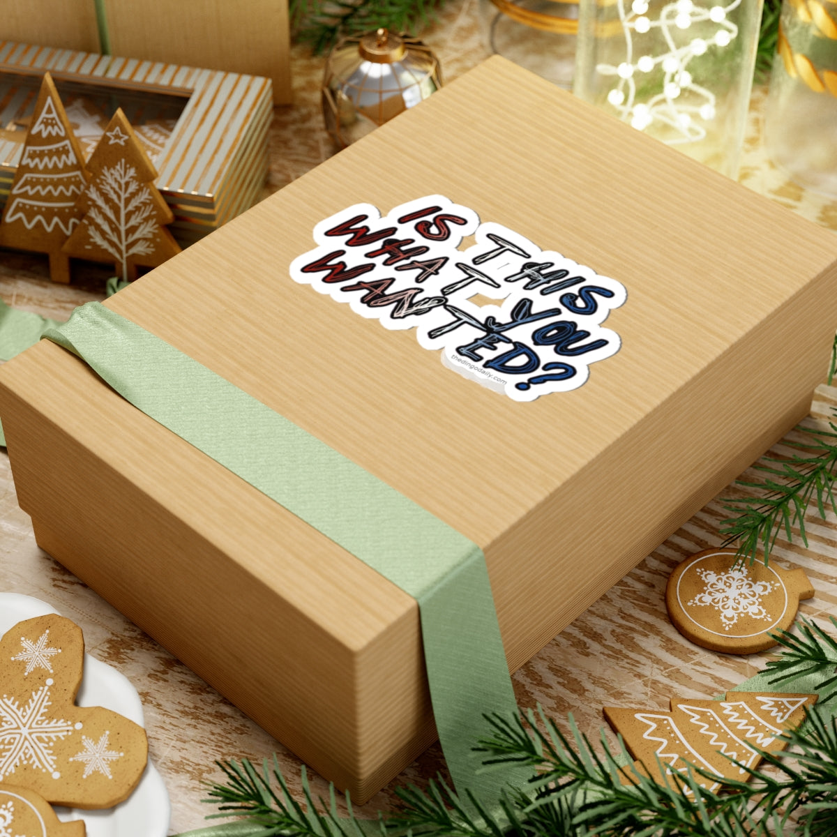 Is This What You Wanted? Sticker | Script Typography, Red & Blue Lettering