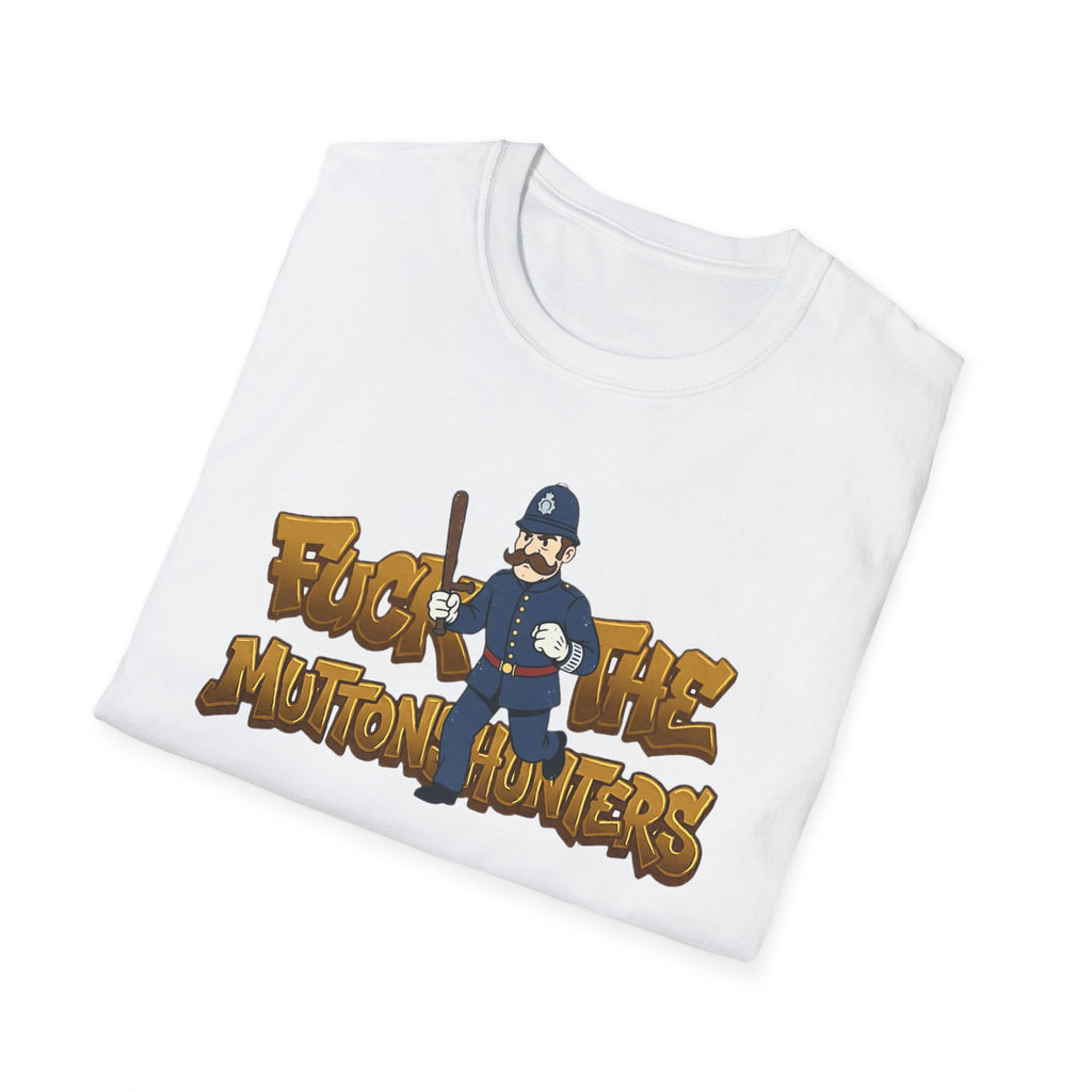 Muttonshunters T-Shirt | Cartoon Cop Character, Gaming Logo Tee