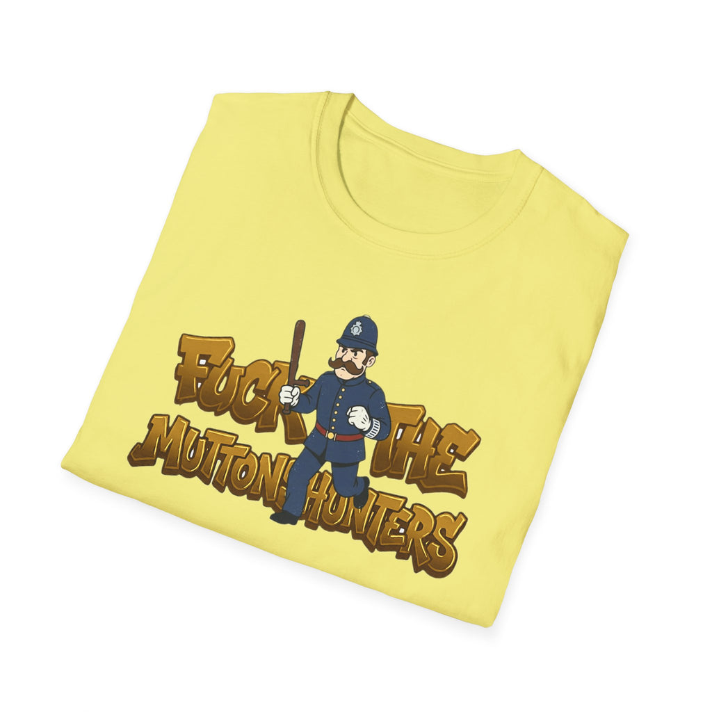 Muttonshunters T-Shirt | Cartoon Cop Character, Gaming Logo Tee