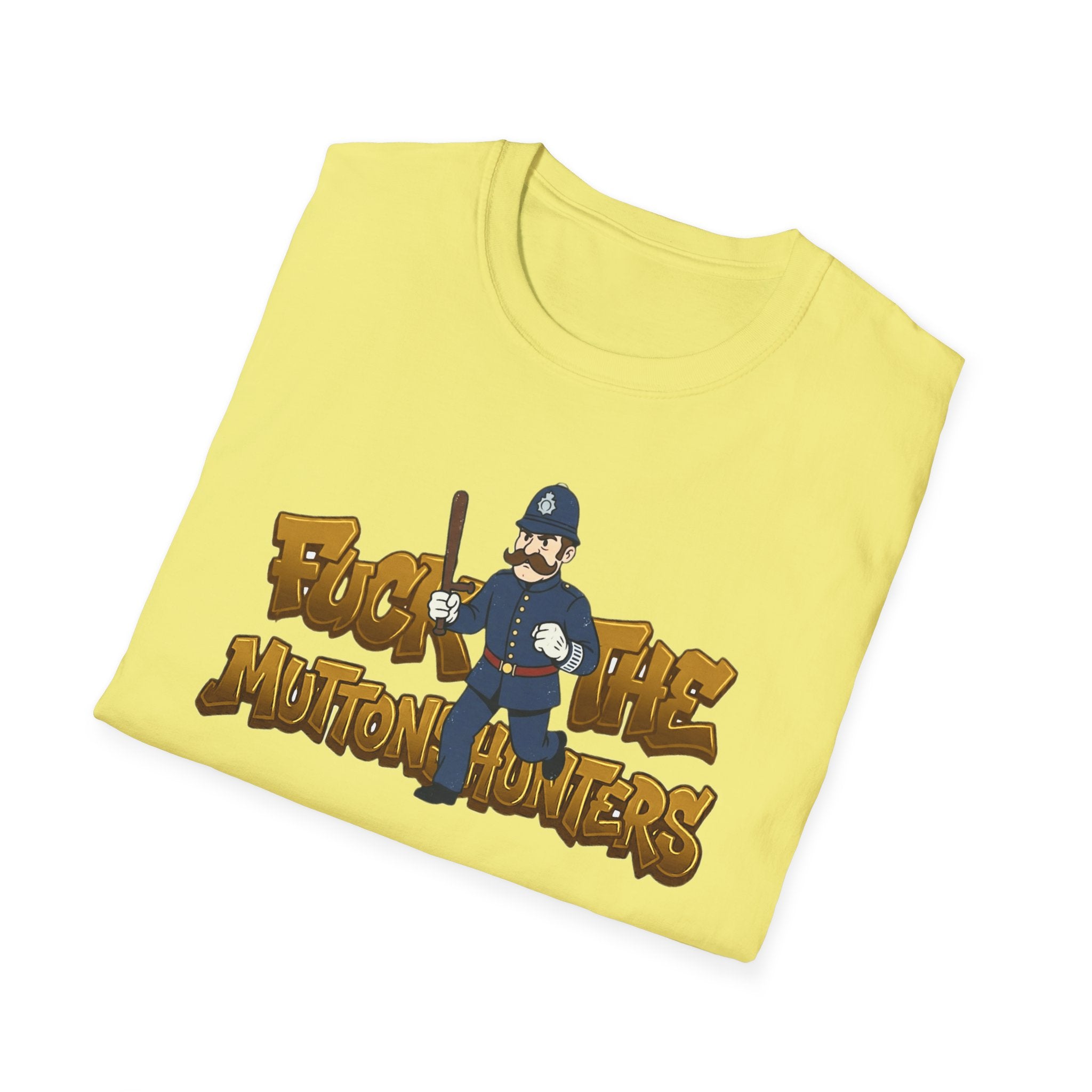 Muttonshunters T-Shirt | Cartoon Cop Character, Gaming Logo Tee