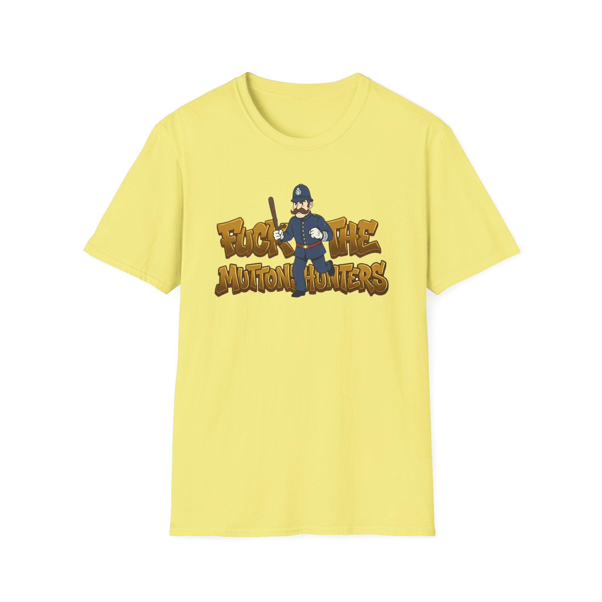 Muttonshunters T-Shirt | Cartoon Cop Character, Gaming Logo Tee