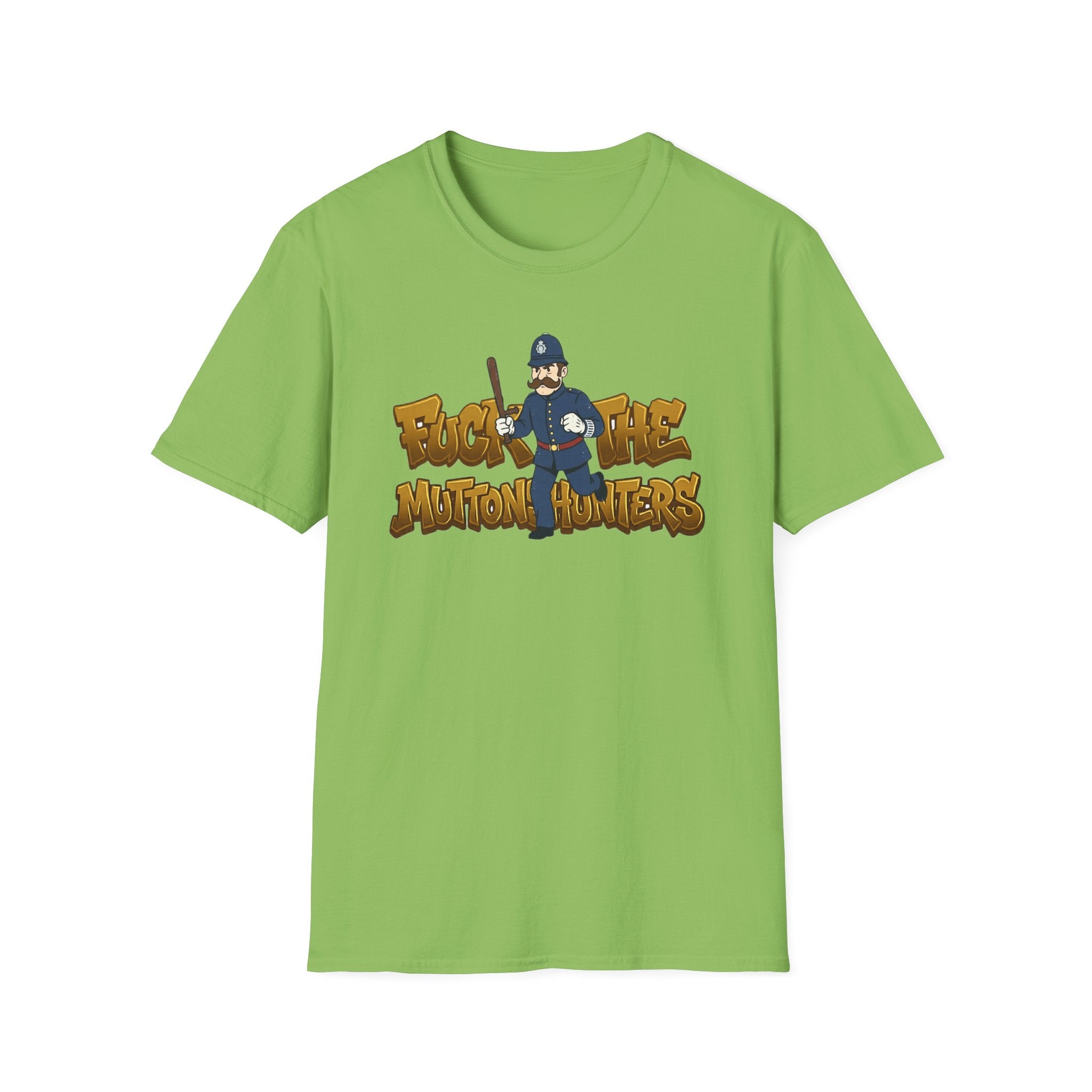 Muttonshunters T-Shirt | Cartoon Cop Character, Gaming Logo Tee
