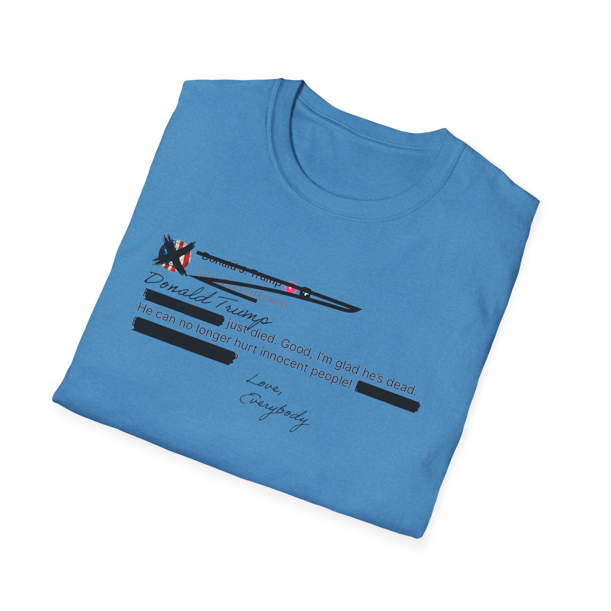He Can No Longer Hurt Innocent People T-Shirt | Minimalist Black Text Design