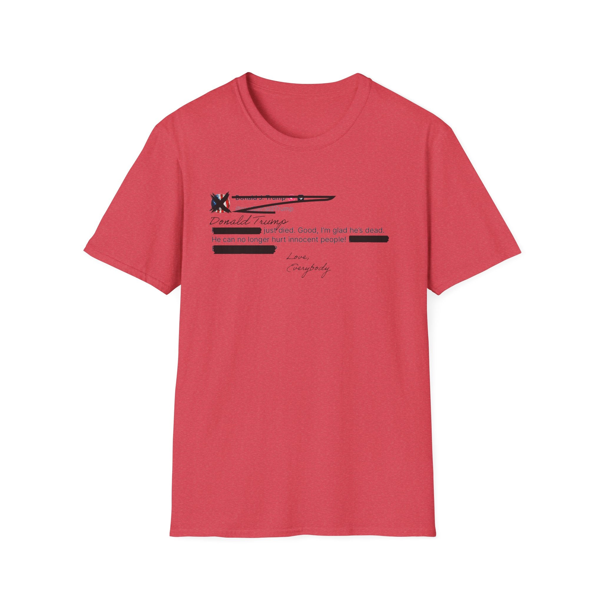 He Can No Longer Hurt Innocent People T-Shirt | Minimalist Black Text Design