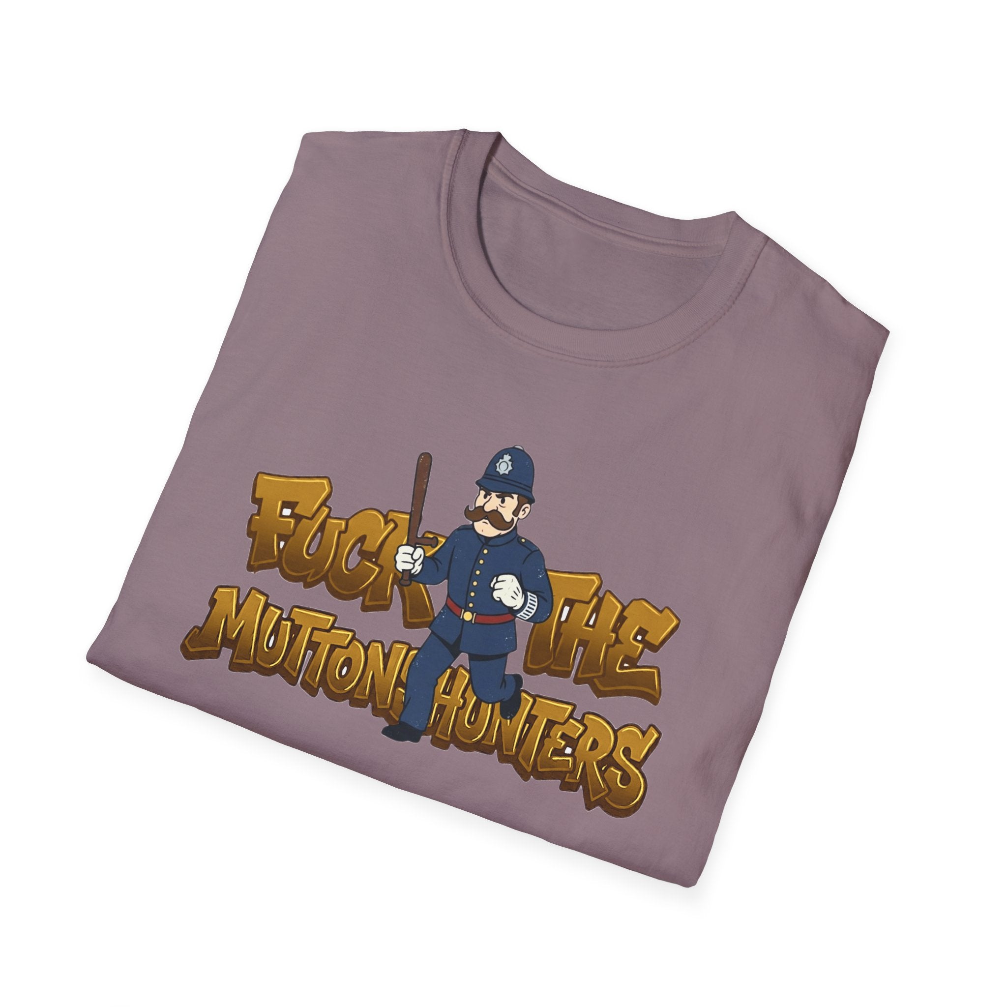 Muttonshunters T-Shirt | Cartoon Cop Character, Gaming Logo Tee