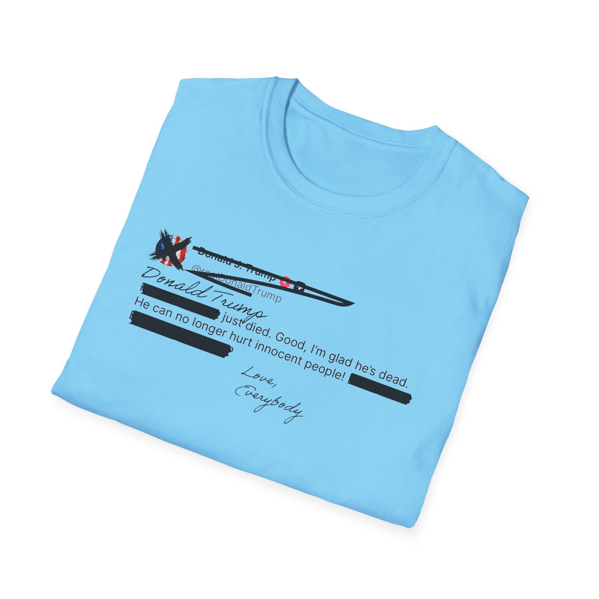 He Can No Longer Hurt Innocent People T-Shirt | Minimalist Black Text Design