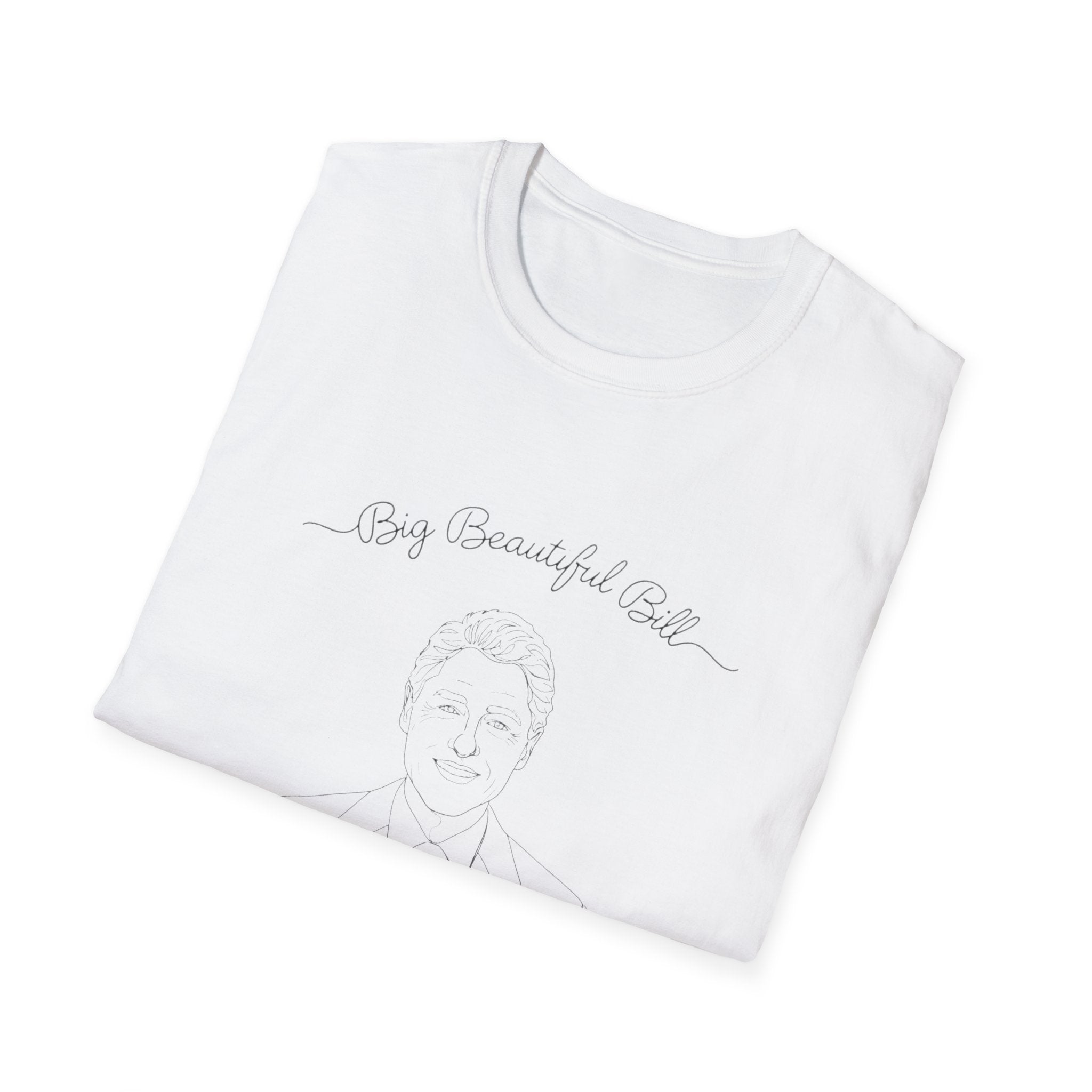 Big Beautiful Bill T-Shirt | Minimal Line Art Portrait, Small Back Logo