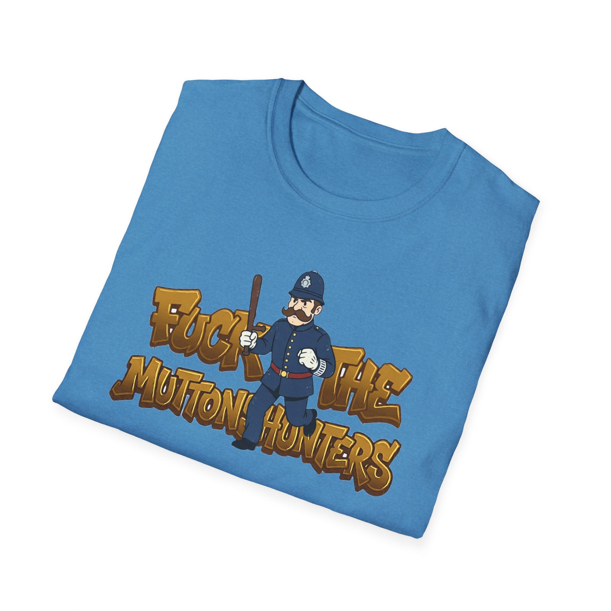 Muttonshunters T-Shirt | Cartoon Cop Character, Gaming Logo Tee