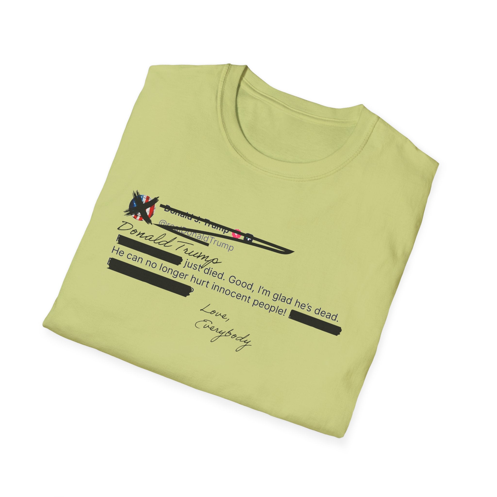 He Can No Longer Hurt Innocent People T-Shirt | Minimalist Black Text Design