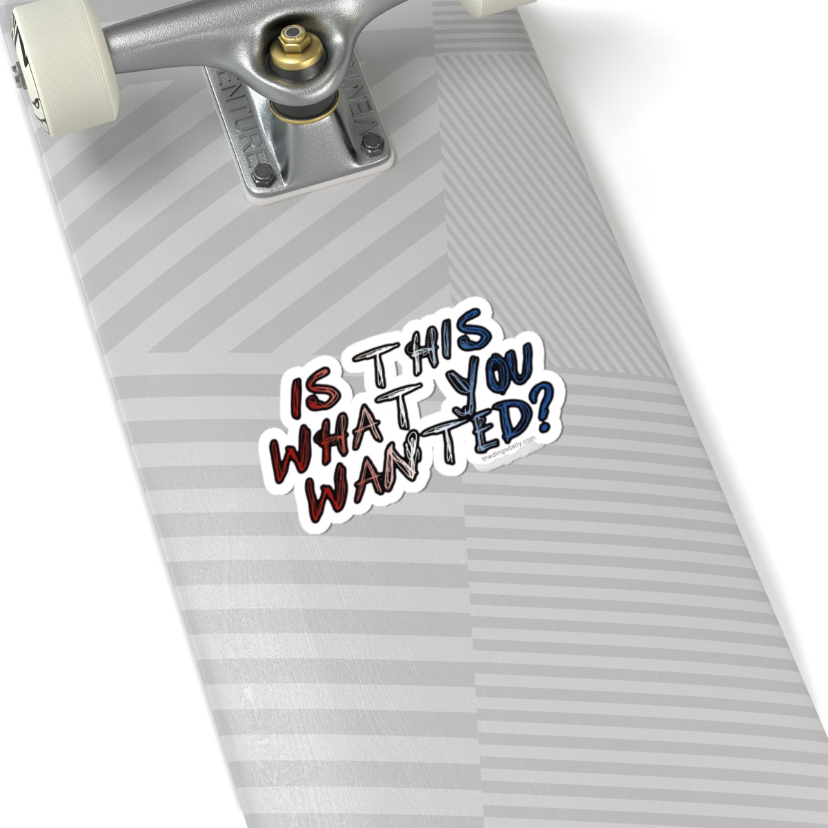 Is This What You Wanted? Sticker | Script Typography, Red & Blue Lettering